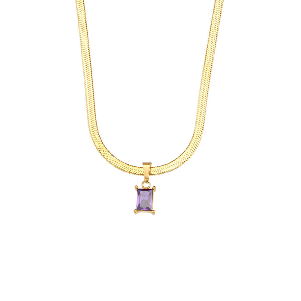 Isola Square Stone Pendant Necklace — view 9