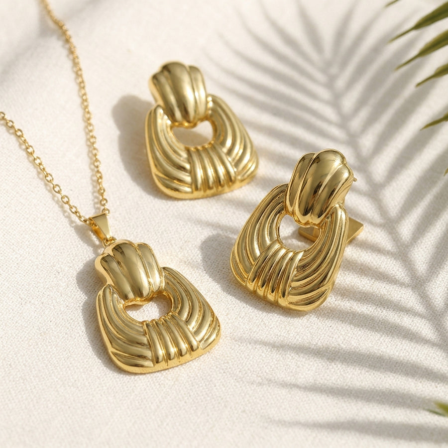Rilievo Ribbed Square Jewelry Set — view 2