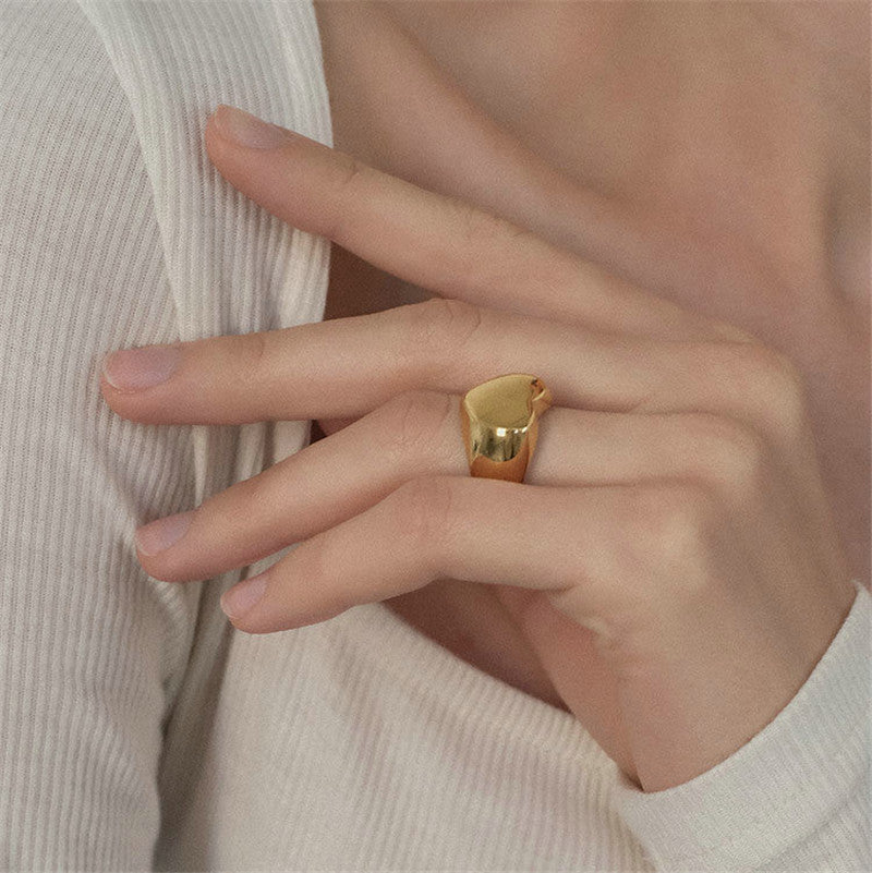 Viola Heart Signet Ring — view 3
