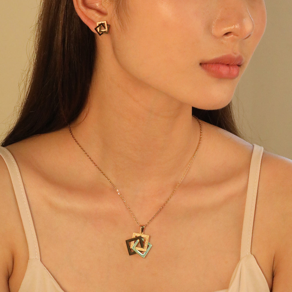 Quadra Necklace & Stud Set — view 2