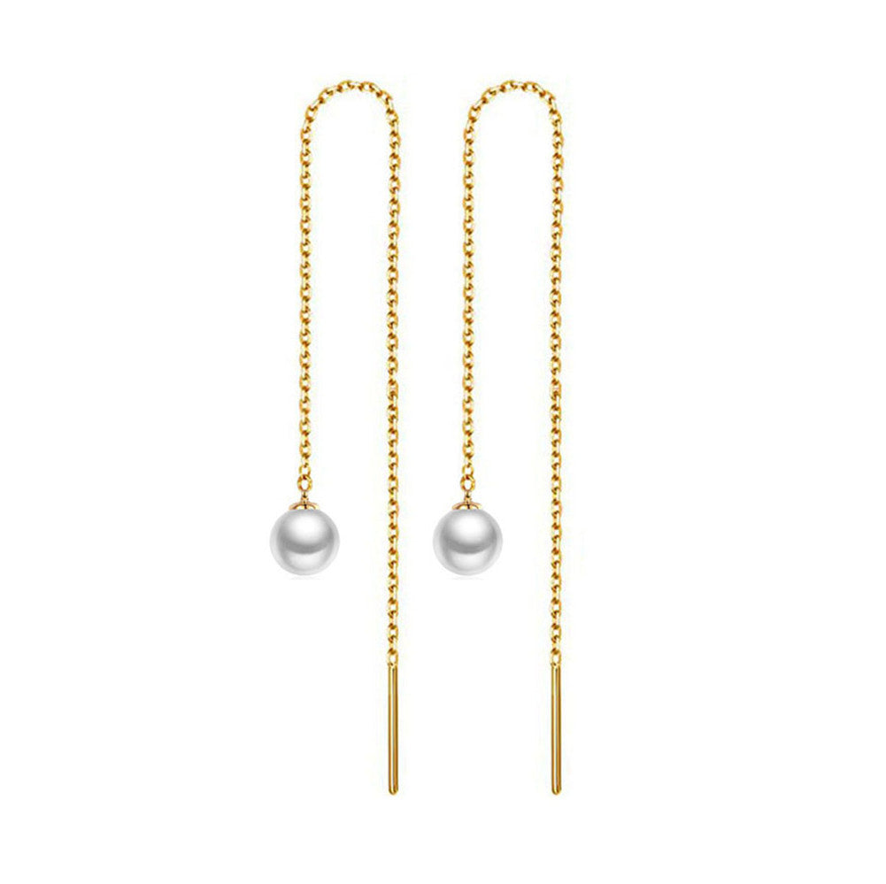 Alma Pearl Threader Earrings — view 4
