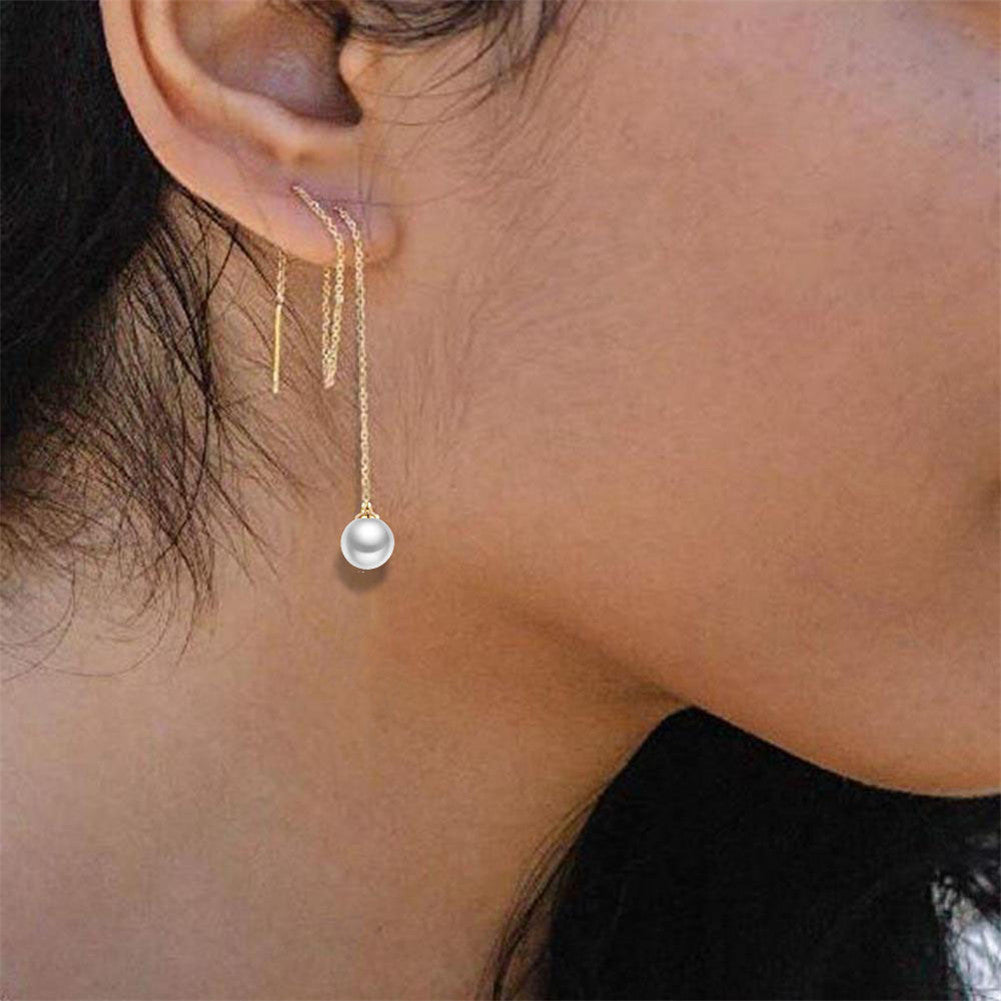 Alma Pearl Threader Earrings — view 2