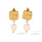 Vera Square Pearl Earrings — view 3