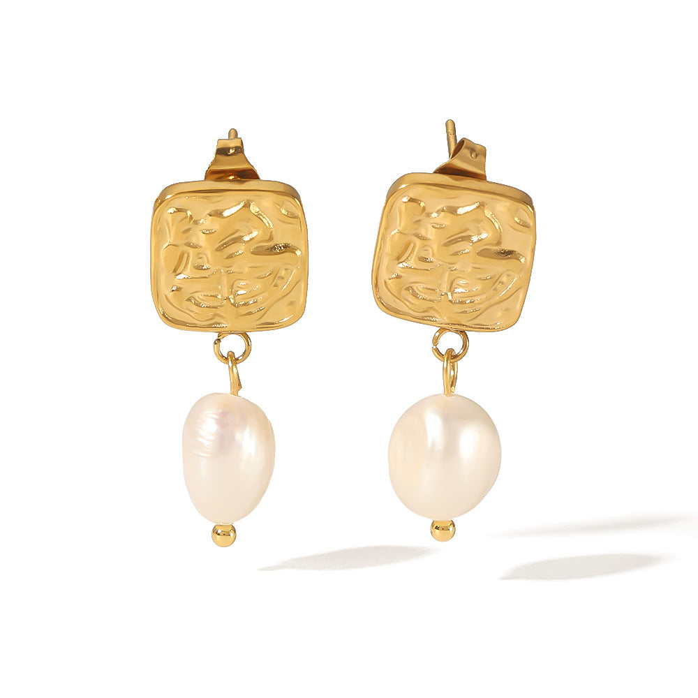 Vera Square Pearl Earrings — view 3