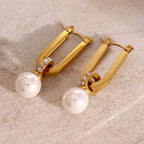 Lia Pearl & Zircon Stud Earrings — view 4