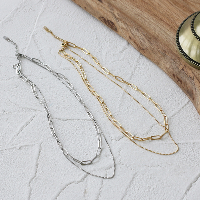 Lyra Double Layer Chain Necklace — view 3