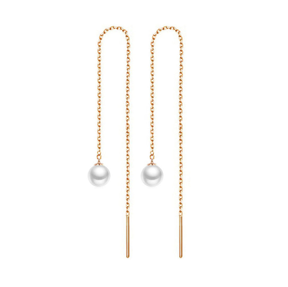 Alma Pearl Threader Earrings — view 5