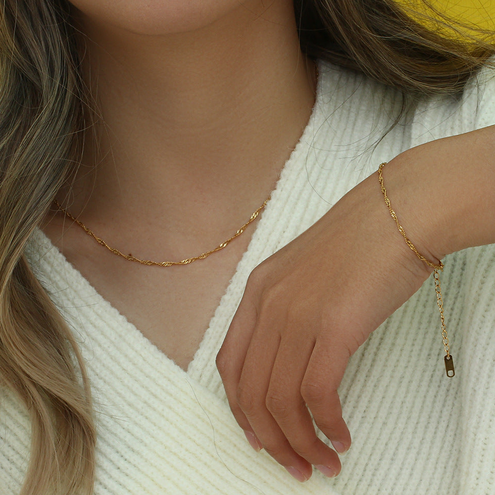 Adele Wave Chain Bracelet & Necklace — view 5