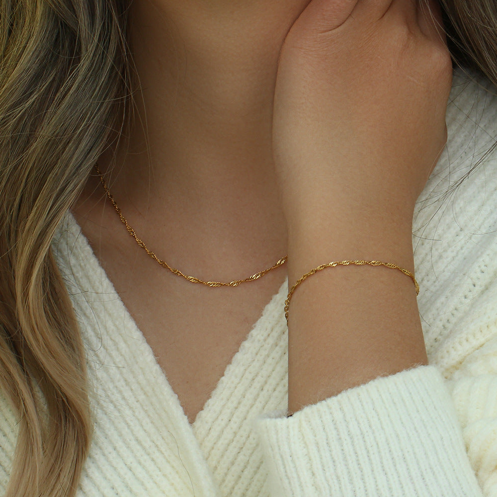 Adele Wave Chain Bracelet & Necklace — view 2