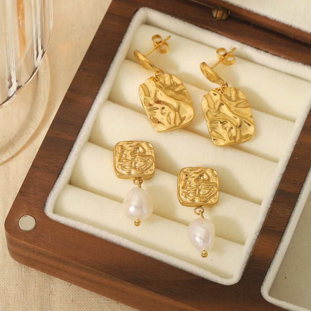 Vera Square Pearl Earrings — view 6