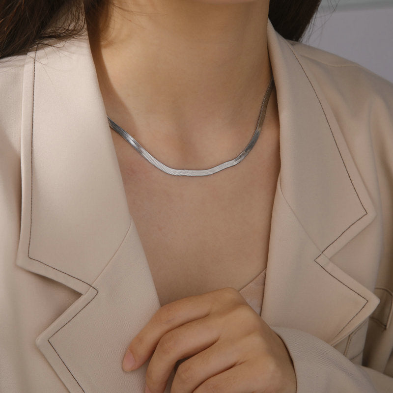 Sveva Flat Snake Chain Necklace — view 2