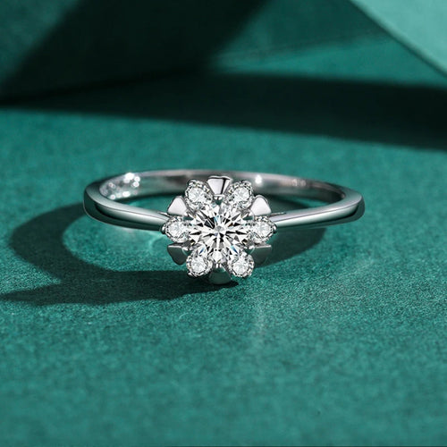 Bague solitaire fleur Aurora — vue 2