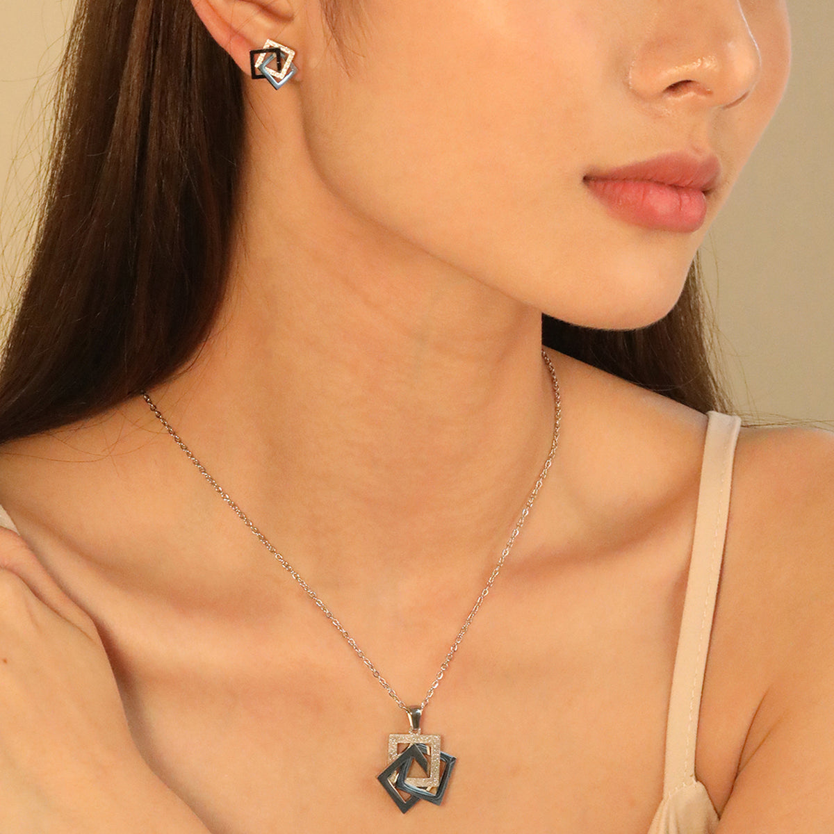 Quadra Necklace & Stud Set — view 3