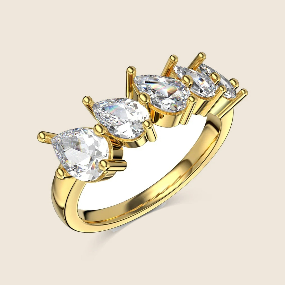 Beatrice Pear Row Ring — view 2