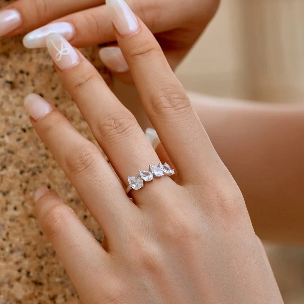 Beatrice Pear Row Ring — view 3