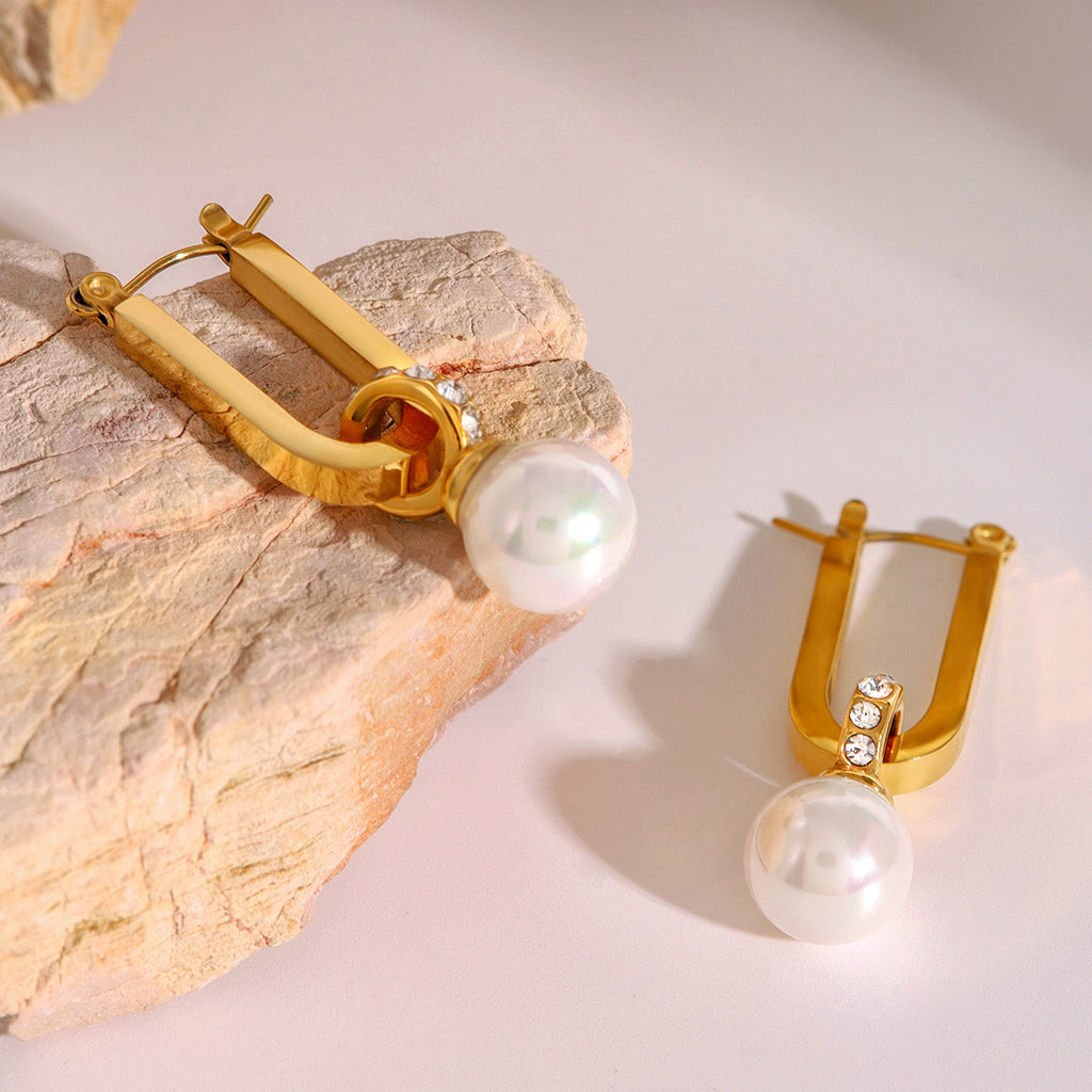Lia Pearl & Zircon Stud Earrings — view 5