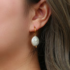 Ella Pearl Disc Earrings — view 2