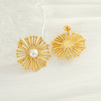 Rina Flower Pearl Stud Earrings — view 3