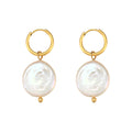 Ella Pearl Disc Earrings — view 3