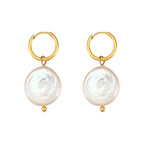 Ella Pearl Disc Earrings — view 3