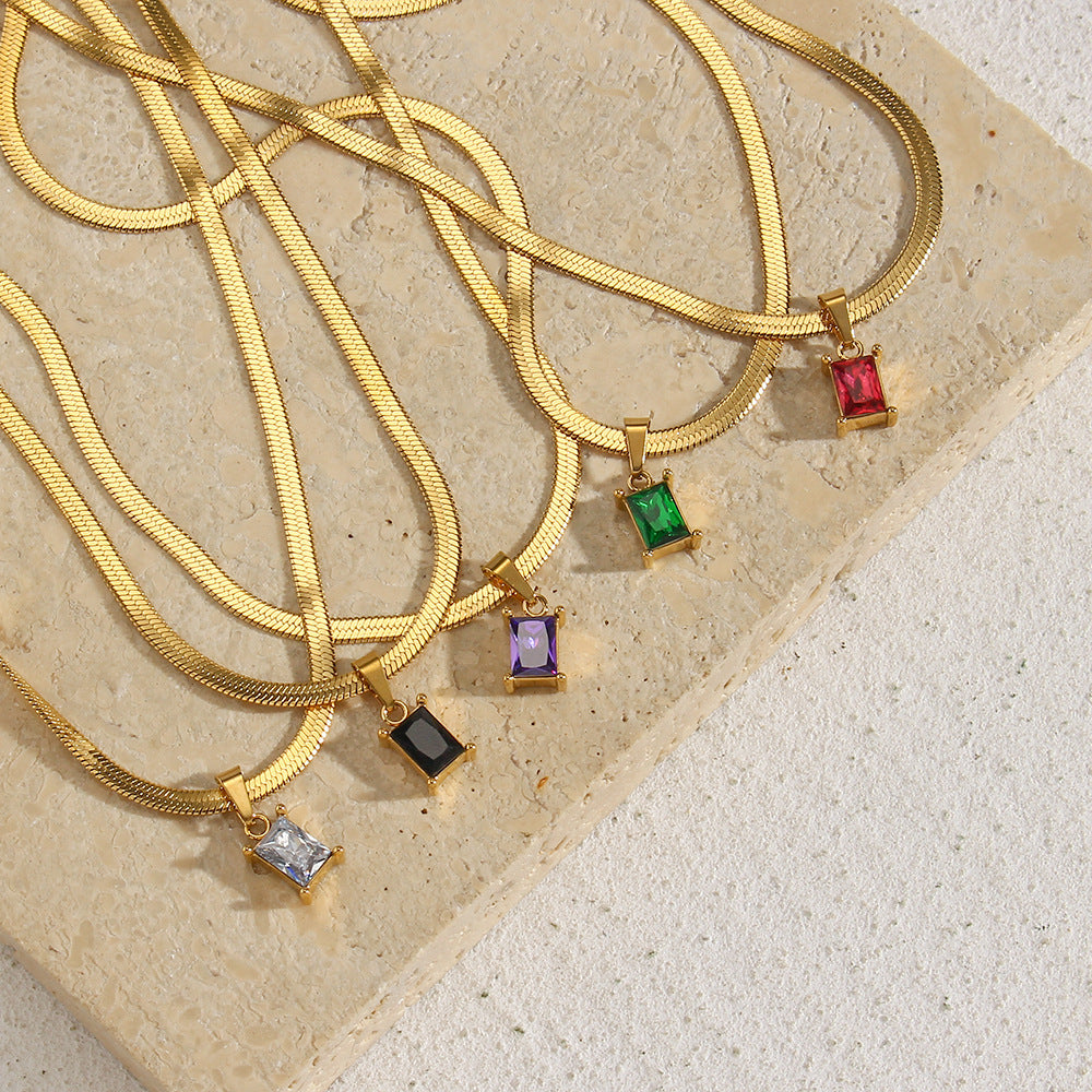 Isola Square Stone Pendant Necklace — view 4