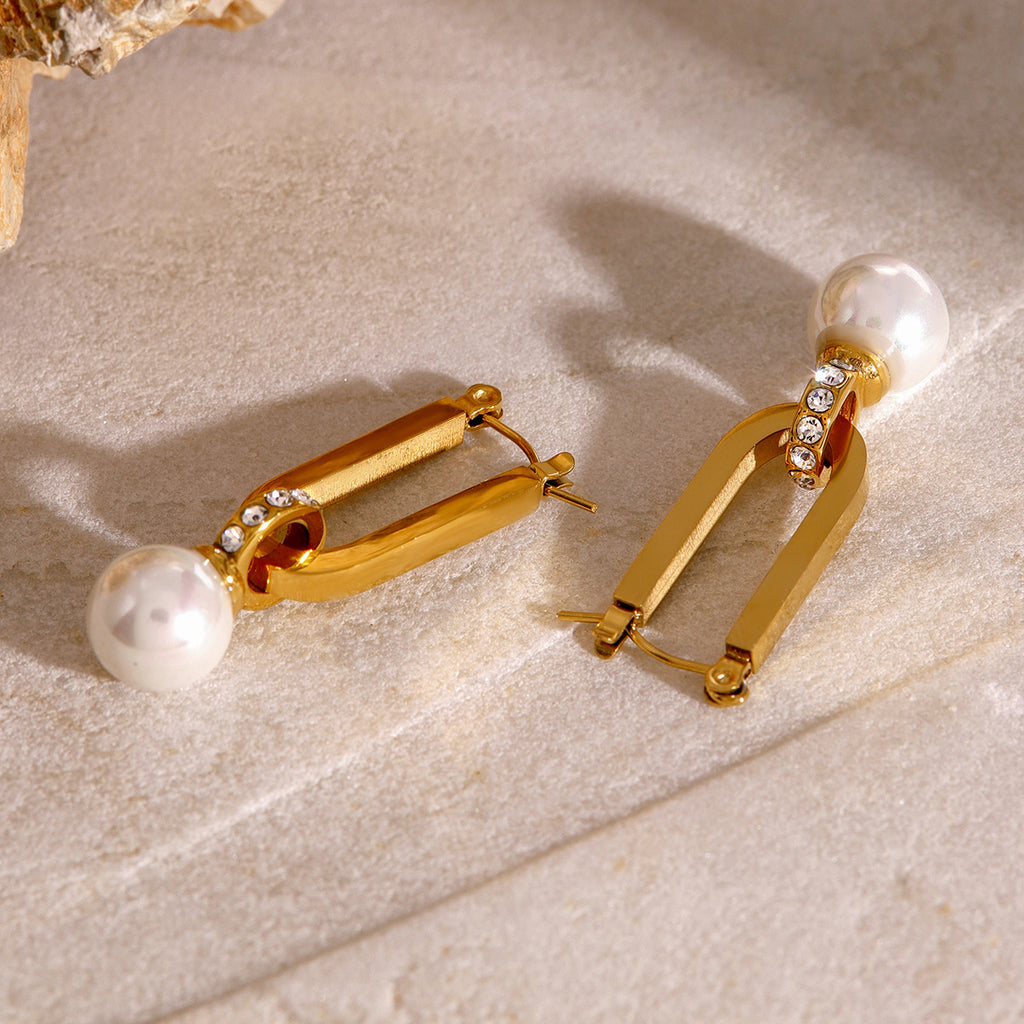 Lia Pearl & Zircon Stud Earrings — view 6