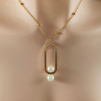 Sole Oval Pearl Pendant Necklace — view 11