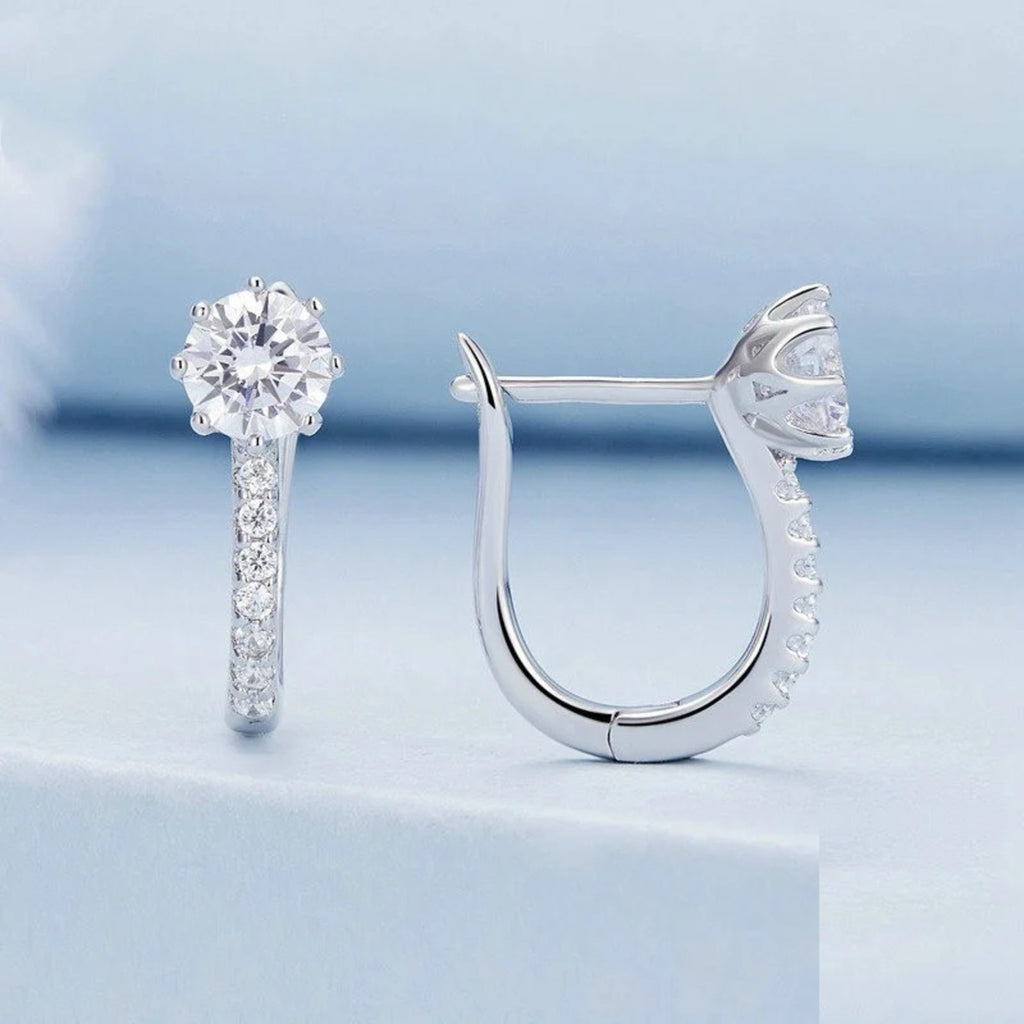 Elena Solitaire Huggie Hoops — view 2