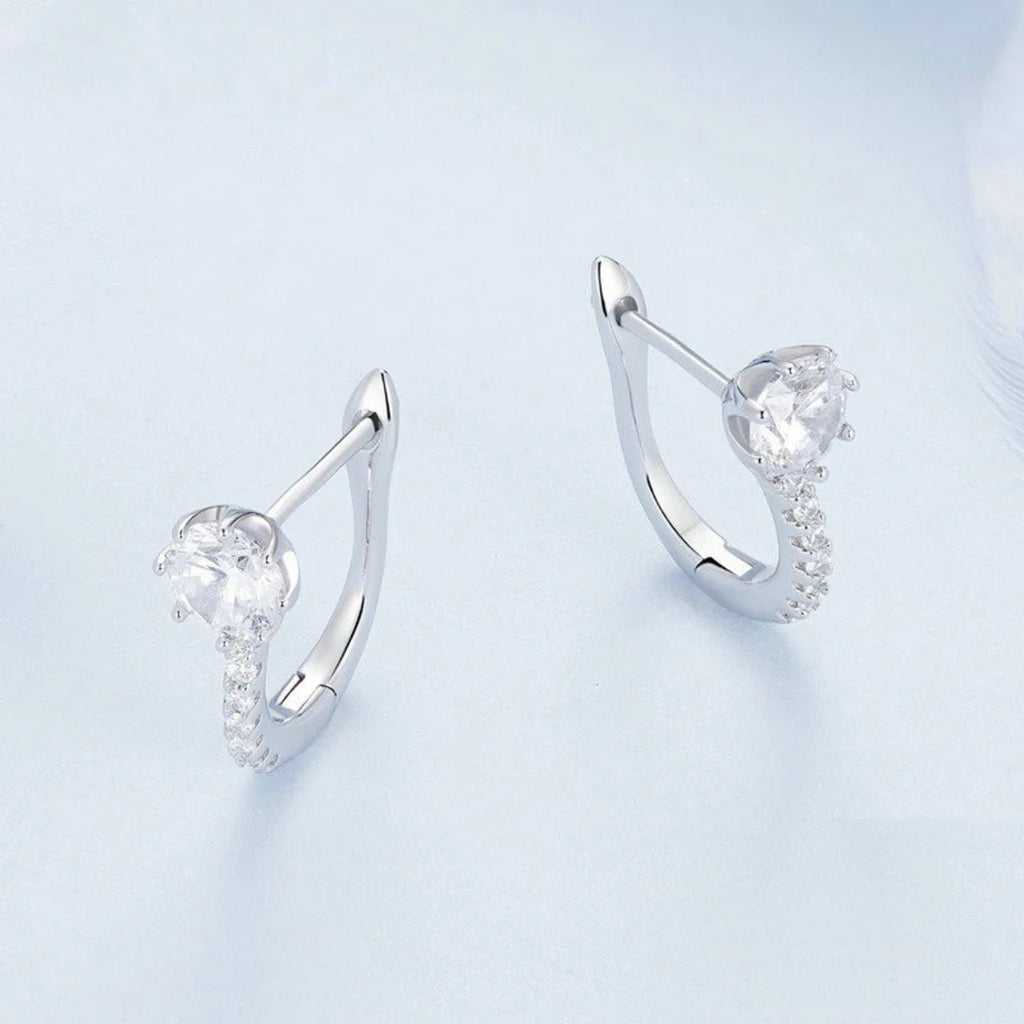 Elena Solitaire Huggie Hoops — view 3