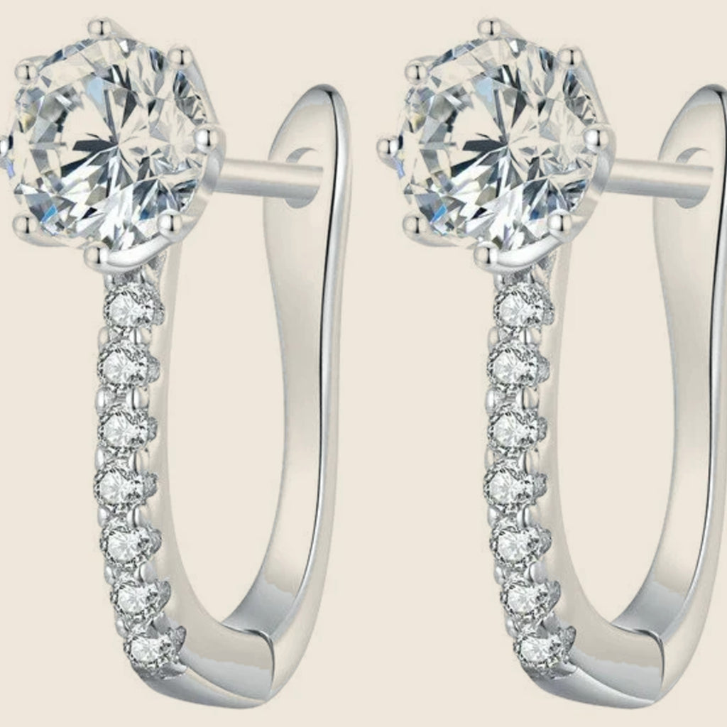 Elena Solitaire Huggie Hoops — view 5