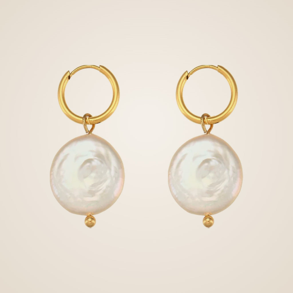 Ella Pearl Disc Earrings