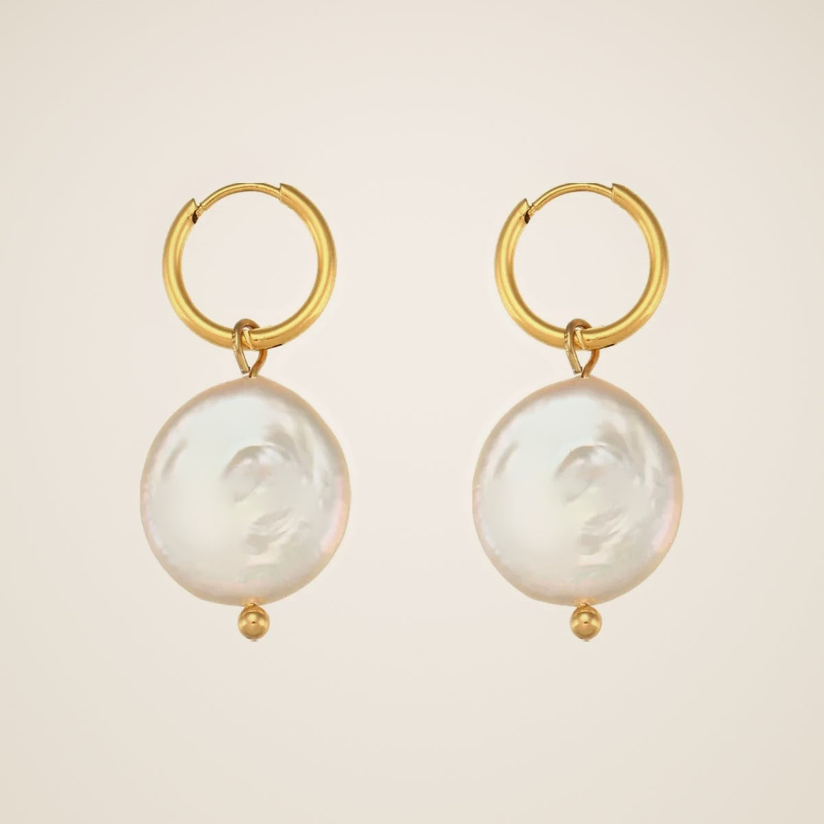 Ella Pearl Disc Earrings — view 1