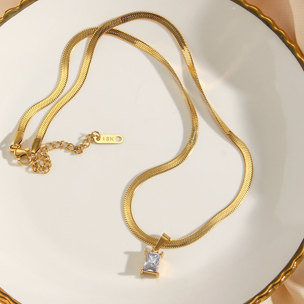 Isola Square Stone Pendant Necklace — view 2