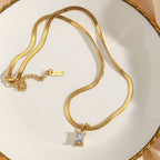 Isola Square Stone Pendant Necklace — view 2