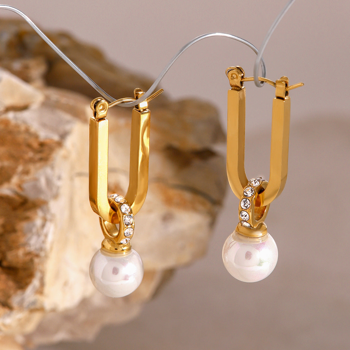 Lia Pearl & Zircon Stud Earrings — view 2