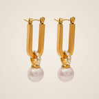 Lia Pearl & Zircon Stud Earrings