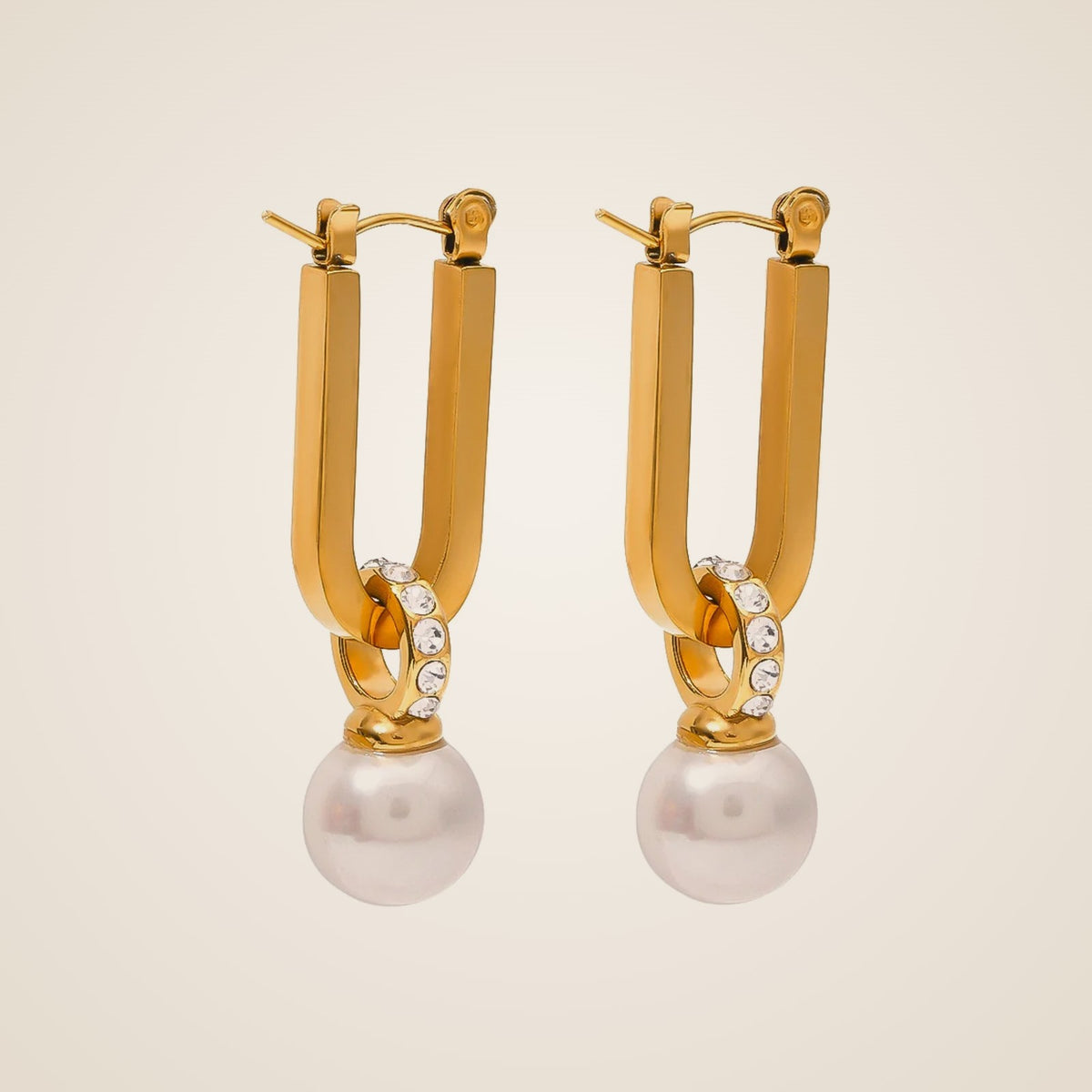 Lia Pearl & Zircon Stud Earrings