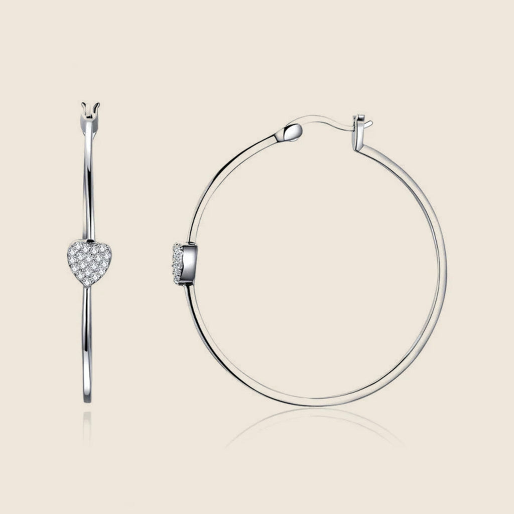 Lucia Heart Pavé Hoops — view 1