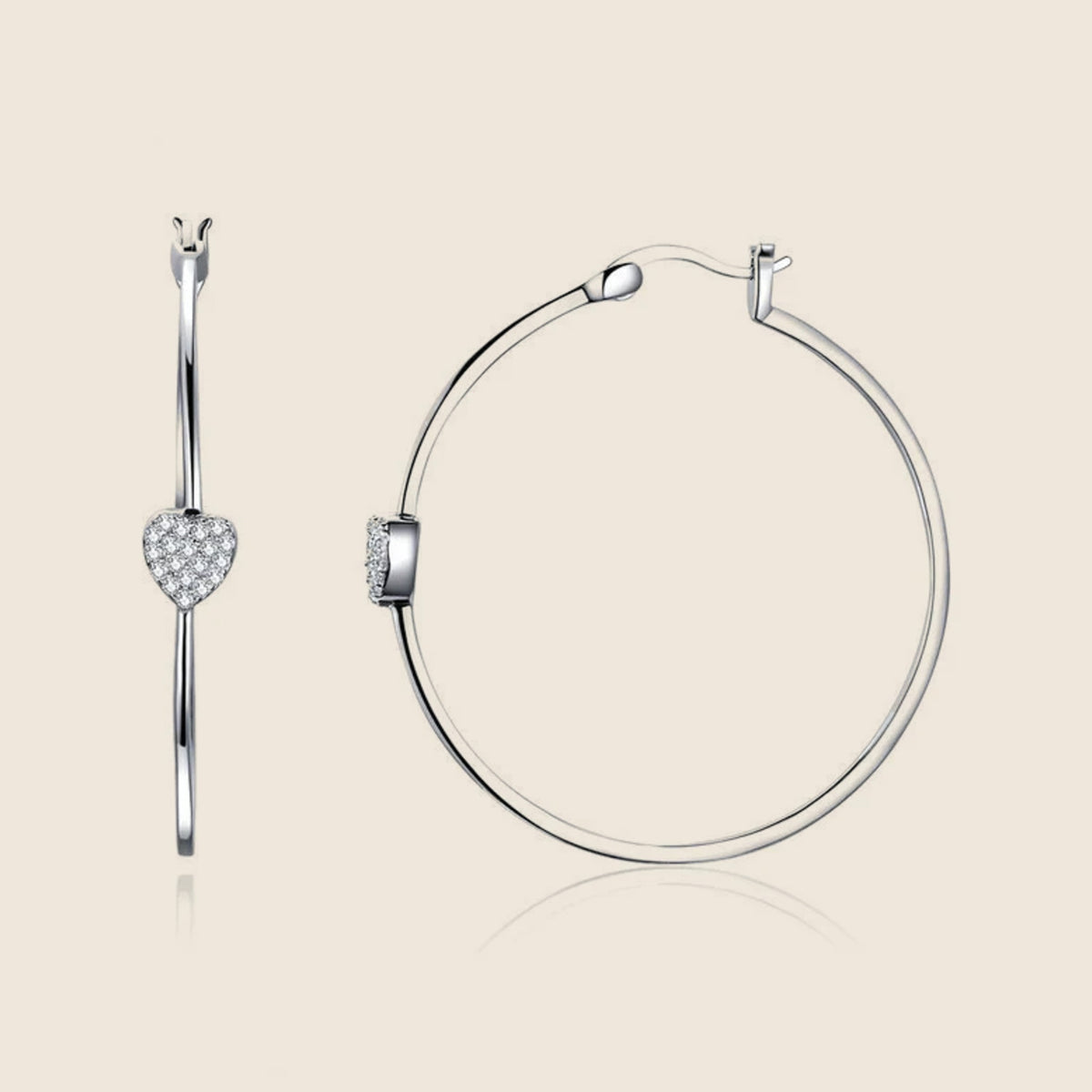 Lucia Heart Pavé Hoops — view 1