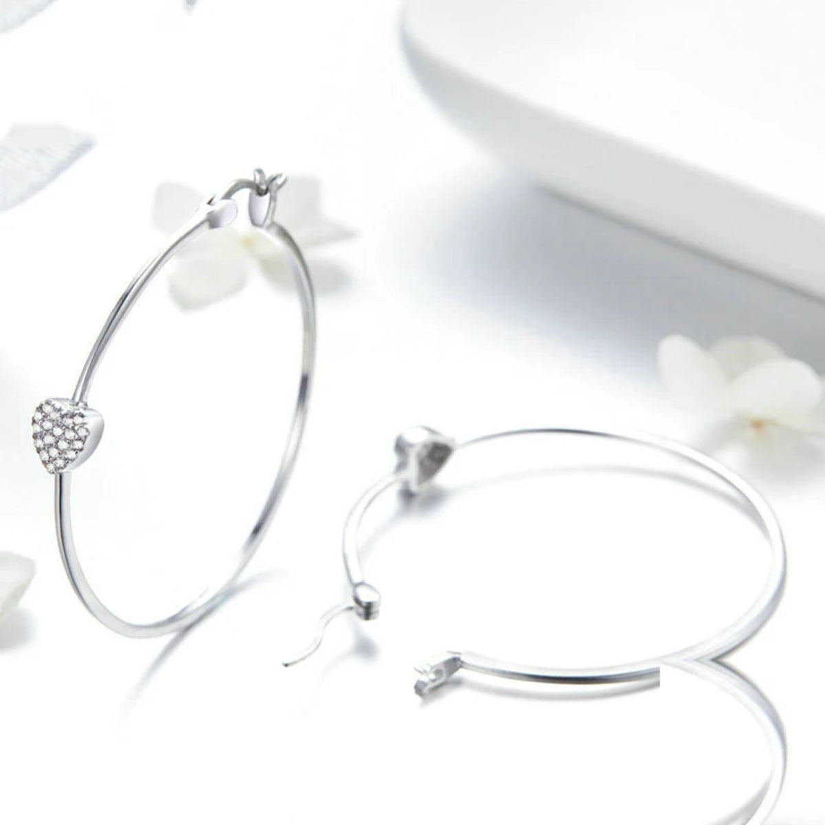Lucia Heart Pavé Hoops — view 4