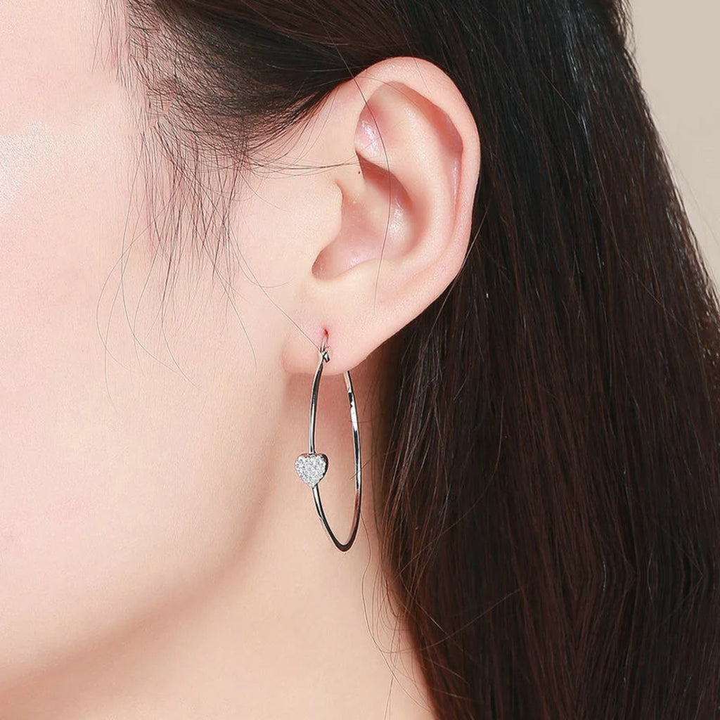 Lucia Heart Pavé Hoops — view 5