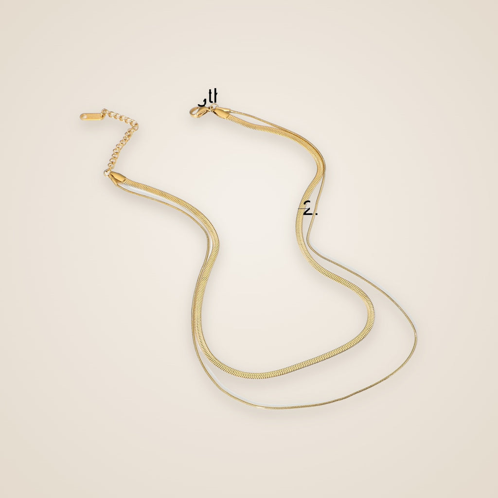 Nova Double Snake Chain Necklace — view 3