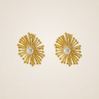 Rina Flower Pearl Stud Earrings — view 1