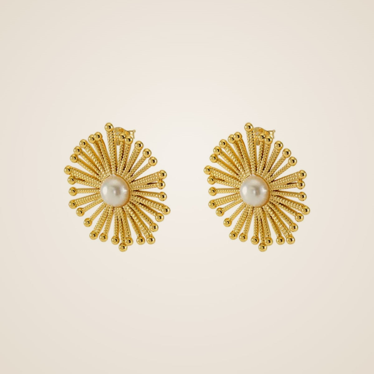 Rina Flower Pearl Stud Earrings — view 1