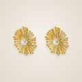 Rina Flower Pearl Stud Earrings — view 4