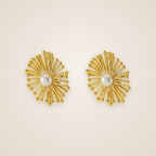 Rina Flower Pearl Stud Earrings — view 4