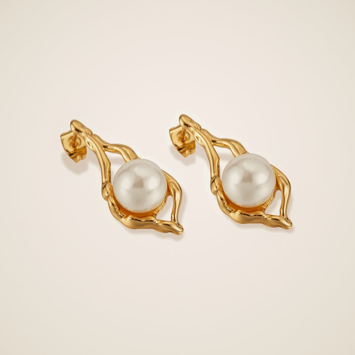 Uma Geometric Pearl Earrings — view 1