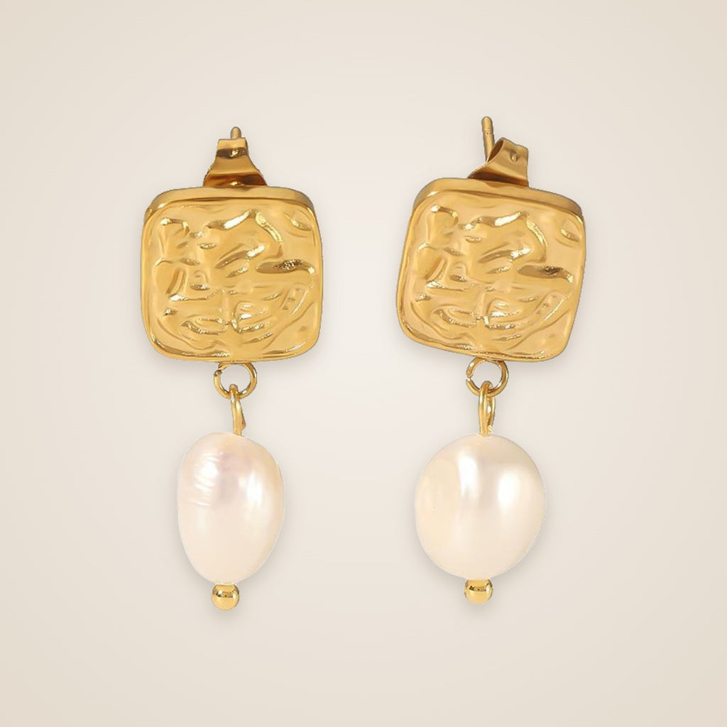 Vera Square Pearl Earrings — view 4
