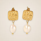 Vera Square Pearl Earrings — view 4