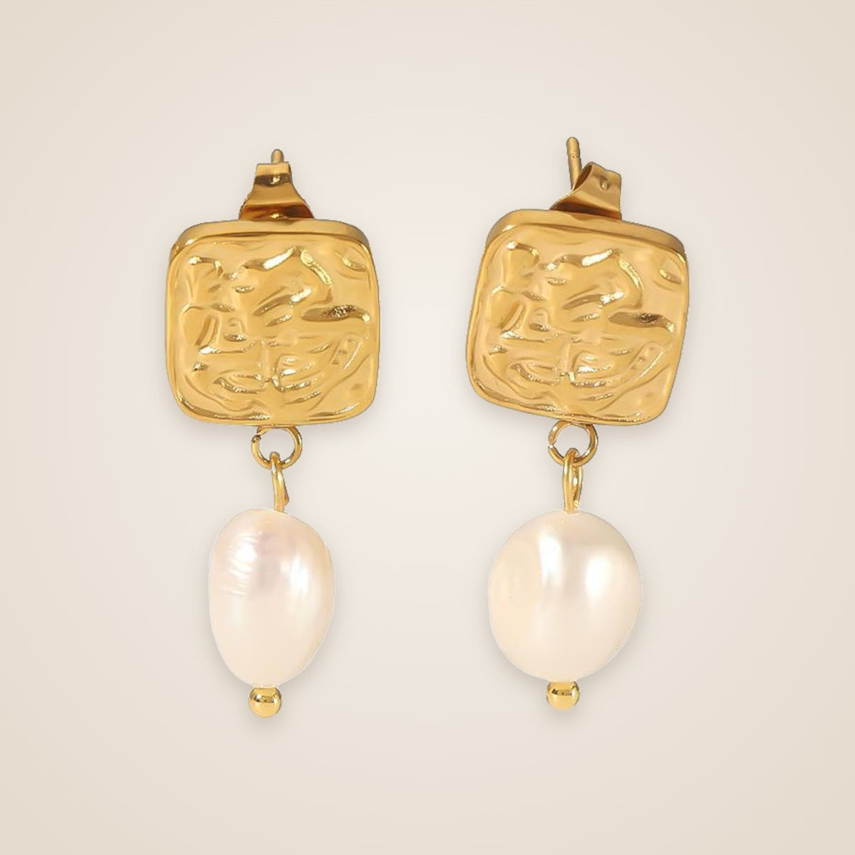Vera Square Pearl Earrings — view 4